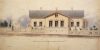Gatufasaden på doktor C. H. Lindeqvists hus i Lovisa förmodligen 1855–1859 (beskuren bild), G. T. Chiewitz och J. Basilier / Museiverkets Bildsamlingar. Objektinumero: RHO126001:3
